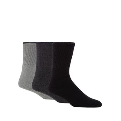 Mantaray Pack of three grey ribbed boot socks